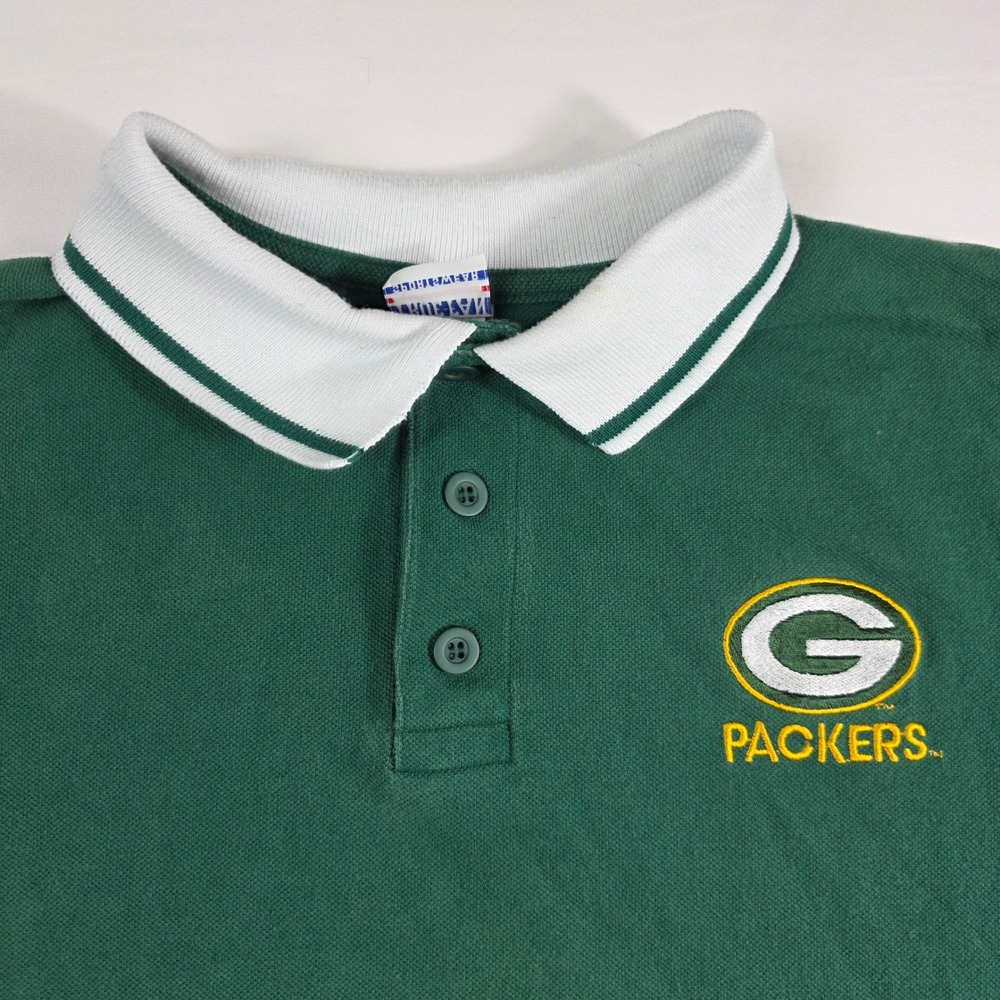 Vintage Green Bay Packers Polo Shirt Mens Medium NFL Football True Fan Sports - Picture 2 of 7